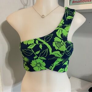 Zara Green Floral Tank Top Crop Size S NWT